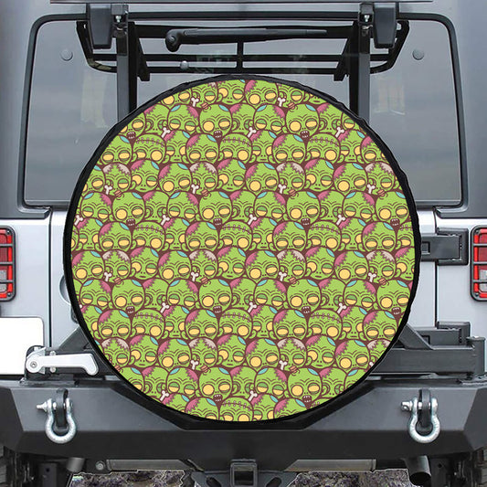 Cute Zombie Pattern Print Leather Spare Tire Cover
