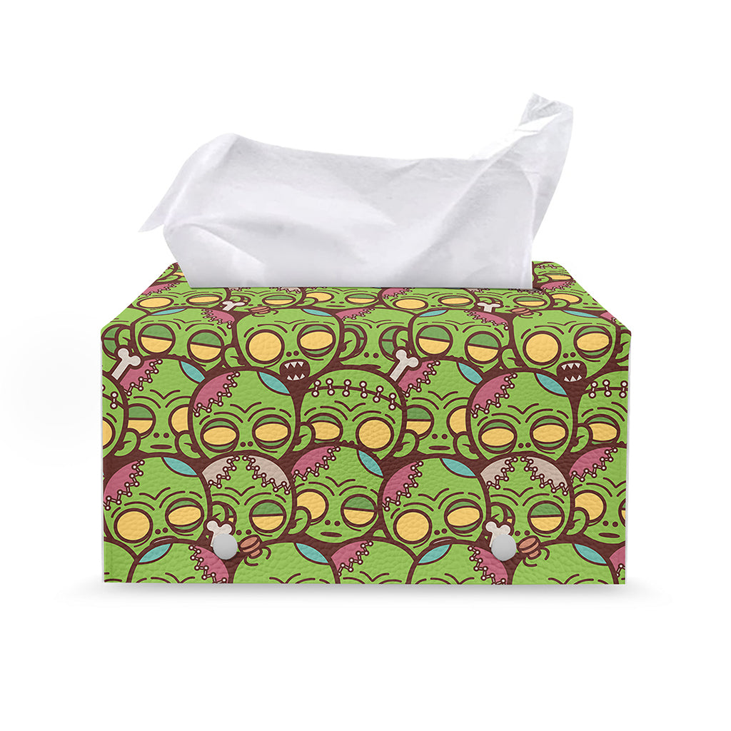 Cute Zombie Pattern Print Leather Tissue Box Cover