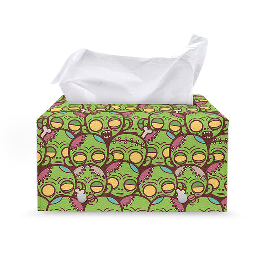 Cute Zombie Pattern Print Leather Tissue Box Cover