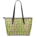 Cute Zombie Pattern Print Leather Tote Bag With Zipper