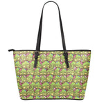 Cute Zombie Pattern Print Leather Tote Bag
