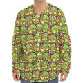 Cute Zombie Pattern Print Long Sleeve Baseball Jersey