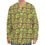 Cute Zombie Pattern Print Long Sleeve Baseball Jersey