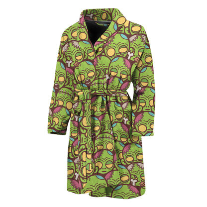 Cute Zombie Pattern Print Men's Bathrobe