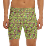 Cute Zombie Pattern Print Men's Long Boxer Briefs
