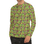 Cute Zombie Pattern Print Men's Long Sleeve Rash Guard