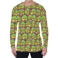 Cute Zombie Pattern Print Men's Long Sleeve T-Shirt
