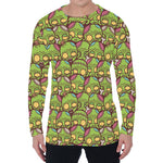 Cute Zombie Pattern Print Men's Long Sleeve T-Shirt