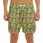 Cute Zombie Pattern Print Men's Split Running Shorts