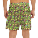Cute Zombie Pattern Print Men's Split Running Shorts