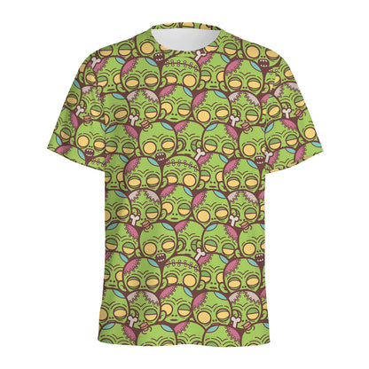 Cute Zombie Pattern Print Men's Sports T-Shirt