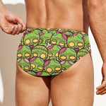 Cute Zombie Pattern Print Men's Swim Briefs