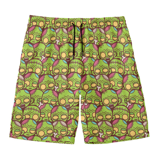 Cute Zombie Pattern Print Men's Swim Trunks