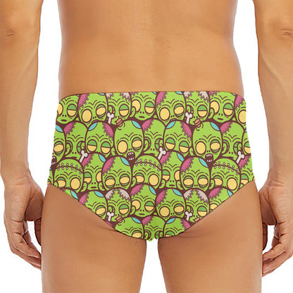 Cute Zombie Pattern Print Men's Triangle Swim Briefs