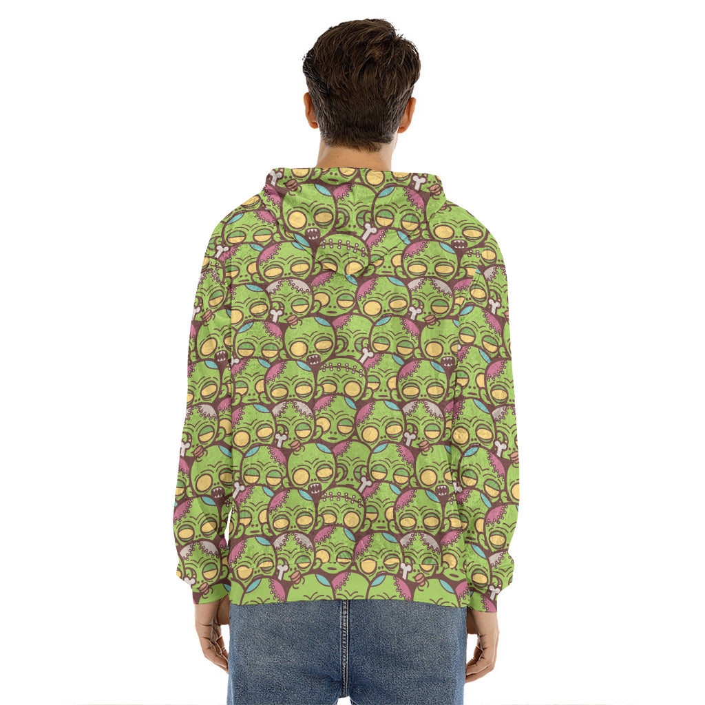 Cute Zombie Pattern Print Men's Velvet Pullover Hoodie