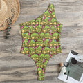 Cute Zombie Pattern Print One Shoulder Bodysuit