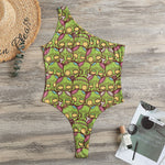 Cute Zombie Pattern Print One Shoulder Bodysuit