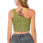 Cute Zombie Pattern Print One Shoulder Crop Top