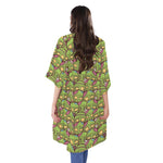 Cute Zombie Pattern Print Open Front Beach Cover Up