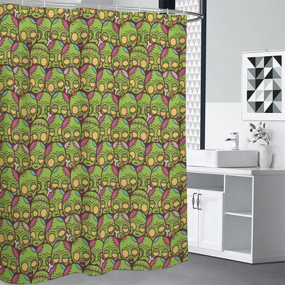 Cute Zombie Pattern Print Premium Shower Curtain
