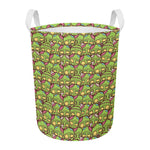 Cute Zombie Pattern Print Round Laundry Basket