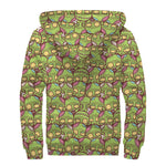 Cute Zombie Pattern Print Sherpa Lined Zip Up Hoodie