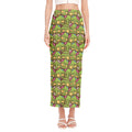 Cute Zombie Pattern Print Side Slit Maxi Skirt