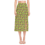 Cute Zombie Pattern Print Side Slit Midi Skirt