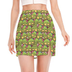 Cute Zombie Pattern Print Side Slit Mini Skirt
