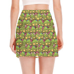 Cute Zombie Pattern Print Side Slit Mini Skirt