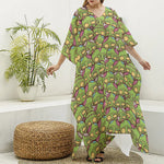 Cute Zombie Pattern Print Silk V-Neck Kaftan Dress
