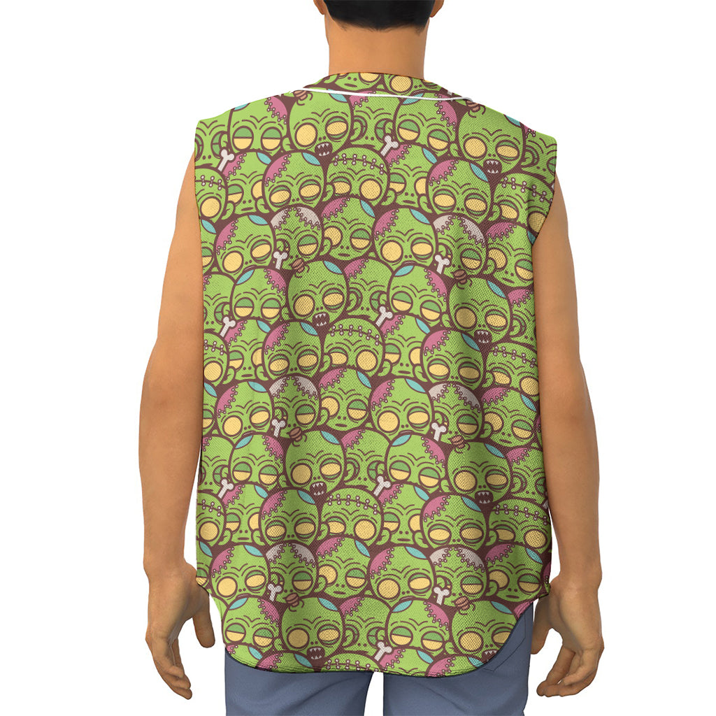 Cute Zombie Pattern Print Sleeveless Baseball Jersey