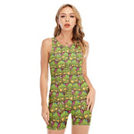Cute Zombie Pattern Print Sleeveless One Piece Swimsuit