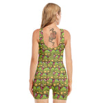 Cute Zombie Pattern Print Sleeveless One Piece Swimsuit
