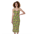 Cute Zombie Pattern Print Slim Fit Midi Cami Dress