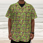 Cute Zombie Pattern Print Textured Short Sleeve Shirt