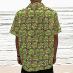 Cute Zombie Pattern Print Textured Short Sleeve Shirt