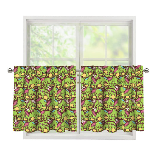 Cute Zombie Pattern Print Tier Curtains