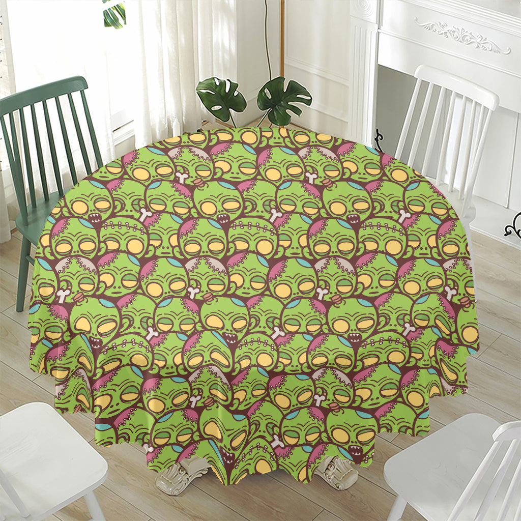 Cute Zombie Pattern Print Waterproof Round Tablecloth