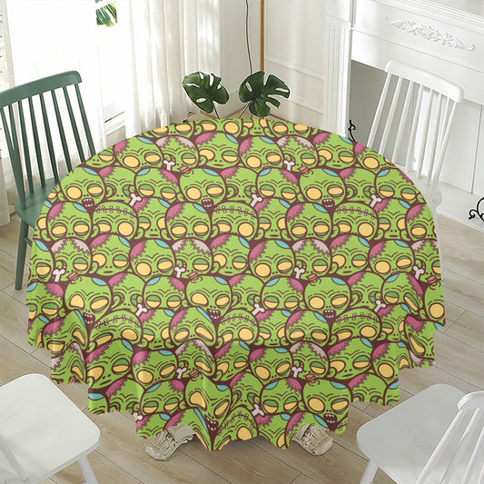 Cute Zombie Pattern Print Waterproof Round Tablecloth