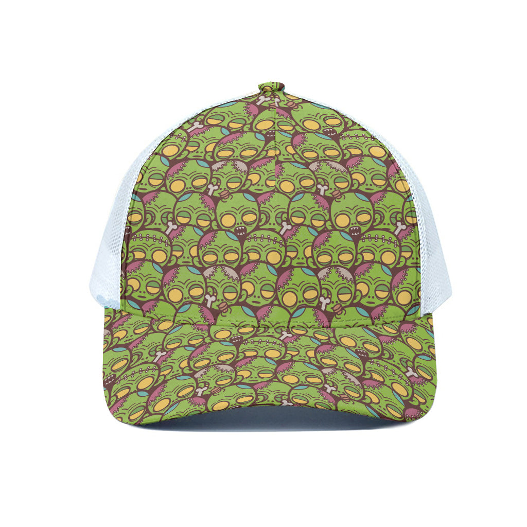 Cute Zombie Pattern Print White Mesh Trucker Cap