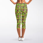 Cute Zombie Pattern Print Women's Capri Leggings