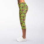 Cute Zombie Pattern Print Women's Capri Leggings