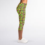 Cute Zombie Pattern Print Women's Capri Leggings