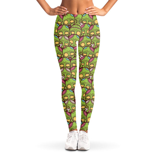 Cute Zombie Pattern Print Women's Leggings