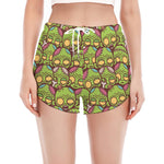 Cute Zombie Pattern Print Women's Split Running Shorts