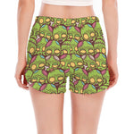 Cute Zombie Pattern Print Women's Split Running Shorts