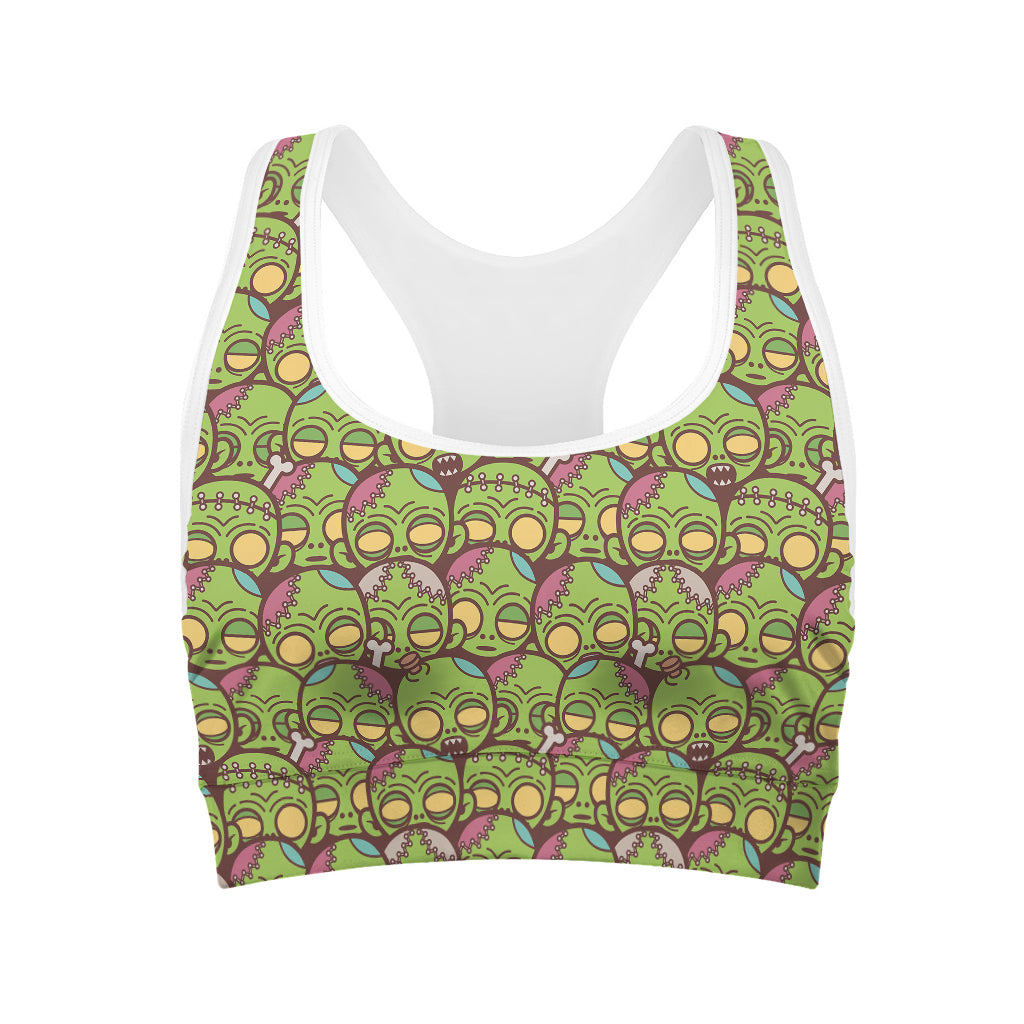 Cute Zombie Pattern Print Women's Sports Bra