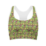 Cute Zombie Pattern Print Women's Sports Bra