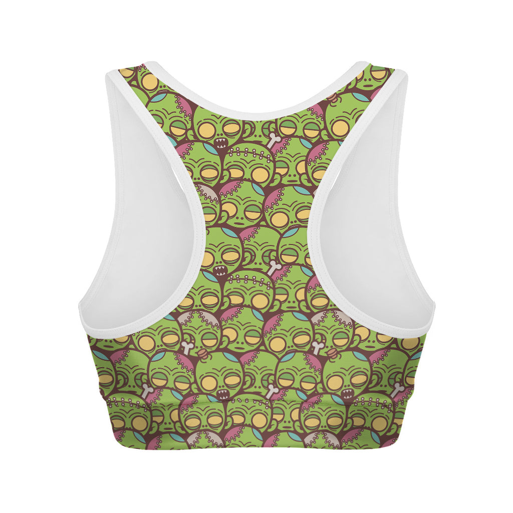 Cute Zombie Pattern Print Women's Sports Bra